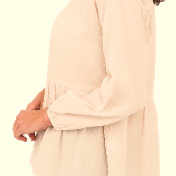 EUC DR2 by Daniel Rainn tan peplum high neck blouse - Picture 2 of 10